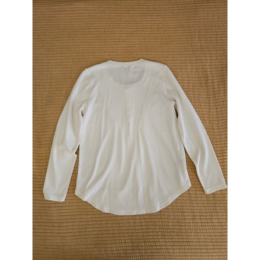 Eddie Bauer Waffle Thermal LS Henley Top Womens Medium NWT Cottagecore Gorpcore - Picture 3 of 8